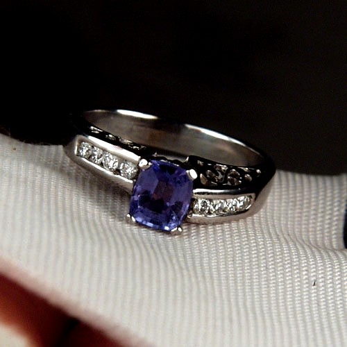 Quality Tanzanite Diamond 14 kt White Gold Ring  Litnon.com