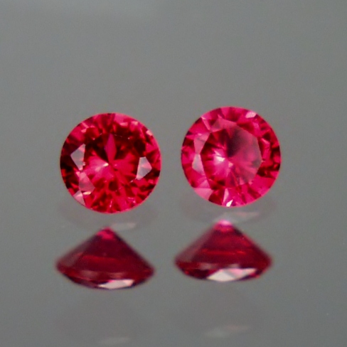  4 mm Matched Pair Lab Grown Ruby Corrundum  Litnon.com