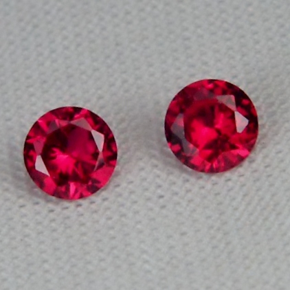  4 mm Matched Pair Lab Grown Ruby Corrundum  Litnon.com
