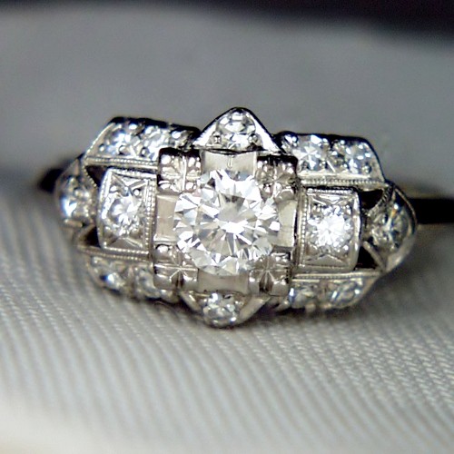Antique ~ Vintage Platinum European Cut Diamond Ring  Litnon.com