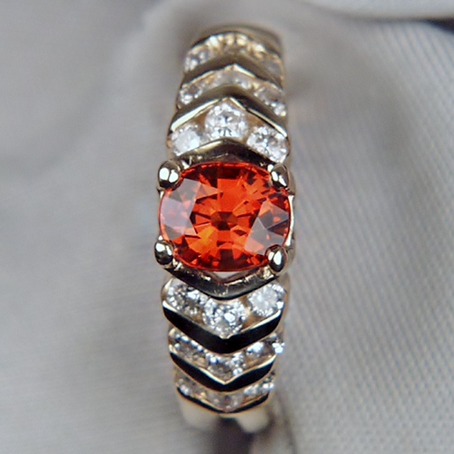 Beautiful Spessartite Garnet 14 kt Diamond Ring  Litnon.com