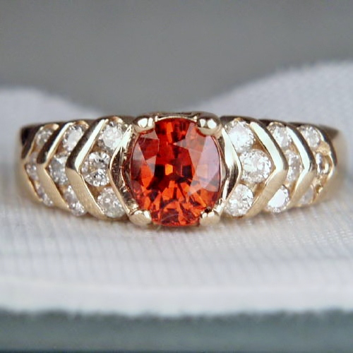 Beautiful Spessartite Garnet 14 kt Diamond Ring  Litnon.com