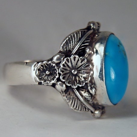 Men's Vintage Navajo ~JW Circle~ Turquoise Sterling Silver Ring GLI  Litnon.com