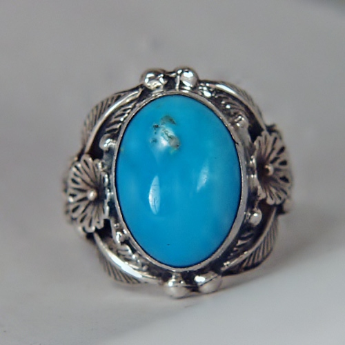 Men's Vintage Navajo ~JW Circle~ Turquoise Sterling Silver Ring GLI  Litnon.com