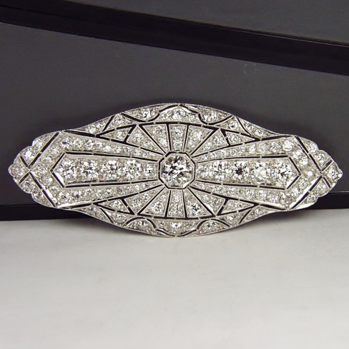 Antique ~ Edwardian Platinum Diamond Brooch 7 carats  Litnon.com