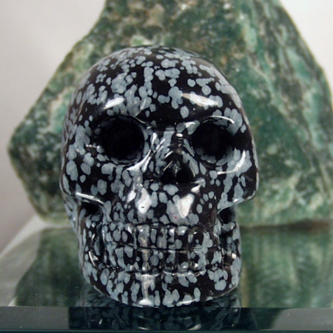 Awesome Hand Carved Snowflake Obsidian Skull Afghanistan  Litnon.com