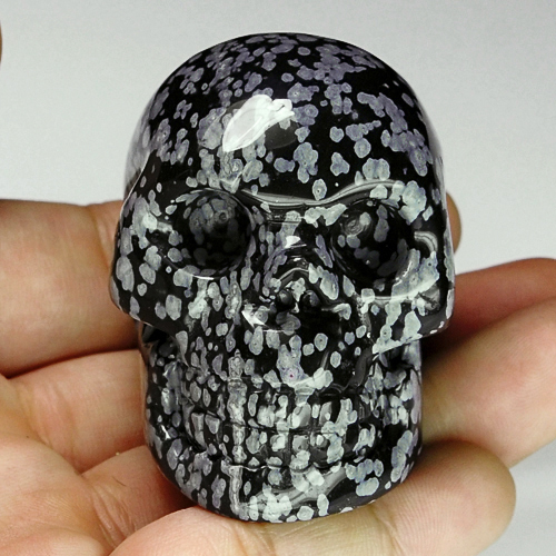 Awesome Hand Carved Snowflake Obsidian Skull Afghanistan  Litnon.com
