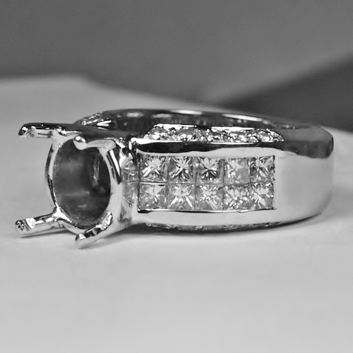 Estate Ladies Heavy 18 kt White Gold and Diamond Semi-Mount  Litnon.com