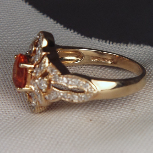 Estate Pretty Mandarin Garnet Diamond Ring 14kt  Litnon.com