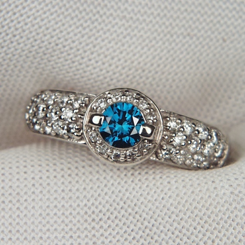 Quality Intense Blue Diamond 14 kt White Gold Ring  Litnon.com