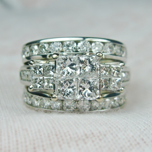 Estate I4kt White Gold Diamond Engagement Wed Ring 2.5 ct tw  Litnon.com