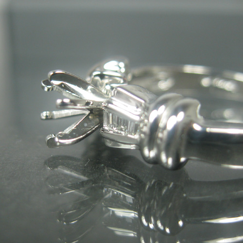 Brand New Classic Baguette Diamond Platinum Semi Mount Eng Ring  Litnon.com