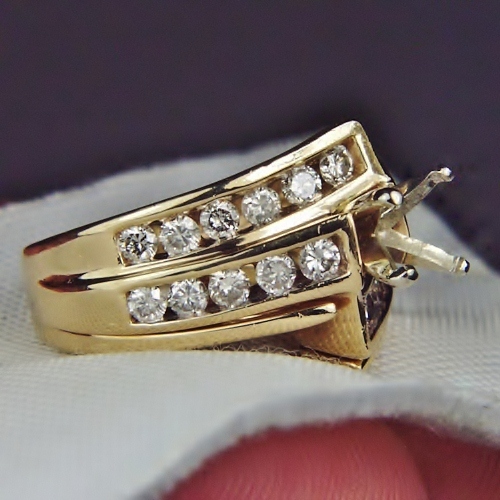 Estate I4kt Gold Diamond Semi-Mount Wed Ring  Litnon.com