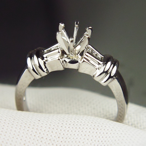 Brand New Classic Baguette Diamond Platinum Semi Mount Eng Ring  Litnon.com