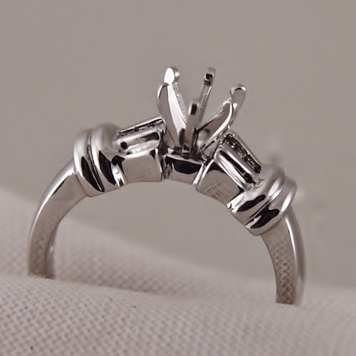 Brand New Classic Baguette Diamond Platinum Semi Mount Eng Ring  Litnon.com