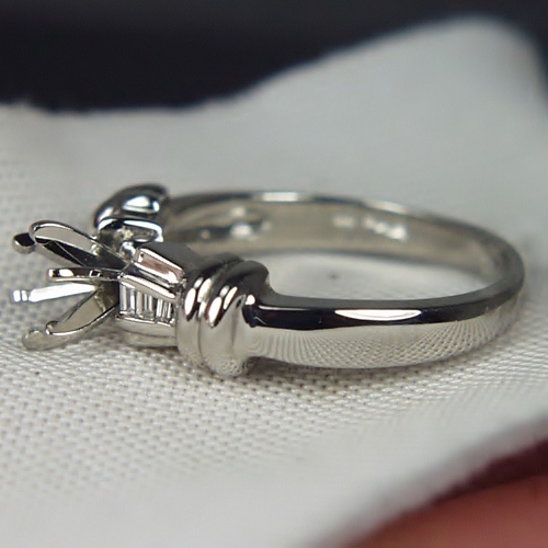 Brand New Classic Baguette Diamond Platinum Semi Mount Eng Ring  Litnon.com