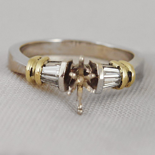 Brand New Classic Baguette Diamond 18 kt Semi Mount Eng Ring  Litnon.com