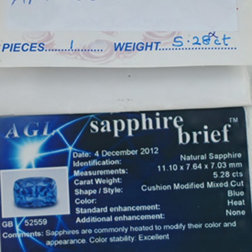 AGL Certified Rare Color and Quality Fine Blue Sapphire Sri Lanka 5.28ct  Litnon.com
