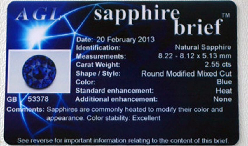 AGL Certified Rare Color and Quality Fine Ceylon Blue Sapphire 2.55 ct  Litnon.com