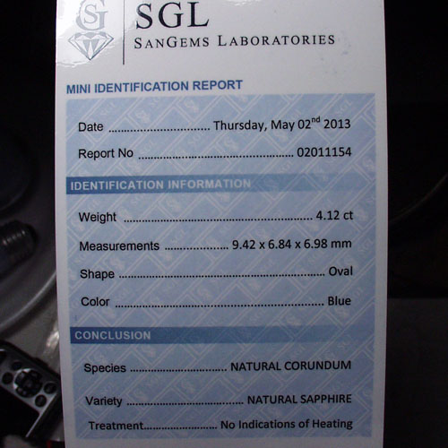 Certified Unheated Natural Ceylon Sapphire 4.12ct  Litnon.com