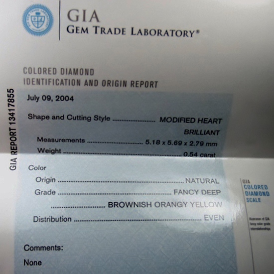 GIA Certified Natural Fancy Color Diamond 0.54 carats  Litnon.com