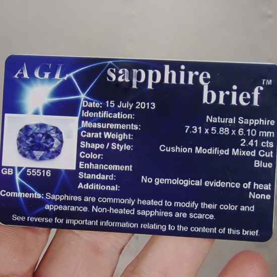 AGL Certified Old Stock Unheated Ceylon Sapphire 2.41ct  Litnon.com