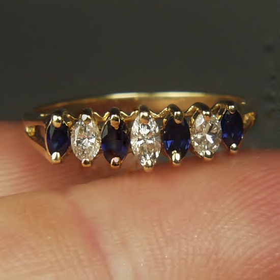  Estate 14 Karat Natural Sapphire and Diamond Ring  Litnon.com