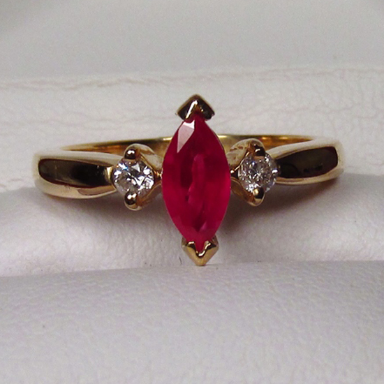 No Reserve Estate Quality 14 Karat Gold Ruby And Diamond Ring  Litnon.com