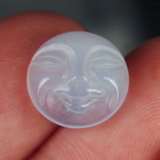 Man In The Moon Carved Turkish Chalcedony 14 mm  Litnon.com