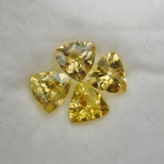 Matched Set Bright Yellow Beryl Trillions Brazil 2.43 ct tw GLI  Litnon.com