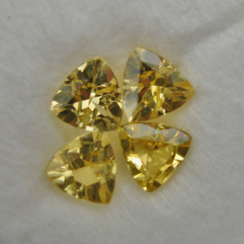 Matched Set Bright Yellow Beryl Trillions Brazil 2.43 ct tw GLI  Litnon.com