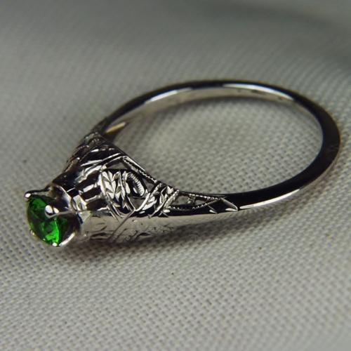 Antique 18kt White Gold Russian Demantoid Garnet Ring  Litnon.com