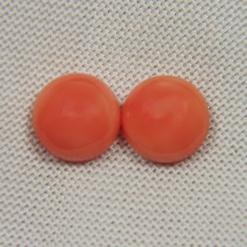 Natural Pink Coral Round Cabochon Pair Hawaii 8mm  Litnon.com