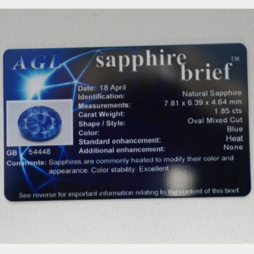 Quality AGL Certified Natural Blue Ceylon Sapphire 1.85ct  Litnon.com