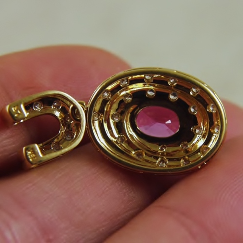 Big Natural Sweet Pink Sapphire 2.50 ct 14kt Gold and Diamond Pendant  Litnon.com