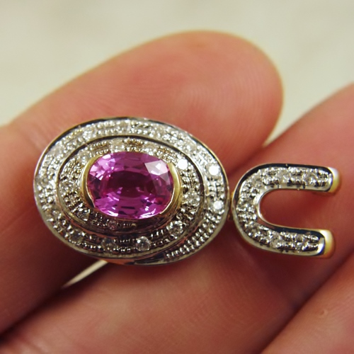 Big Natural Sweet Pink Sapphire 2.50 ct 14kt Gold and Diamond Pendant  Litnon.com