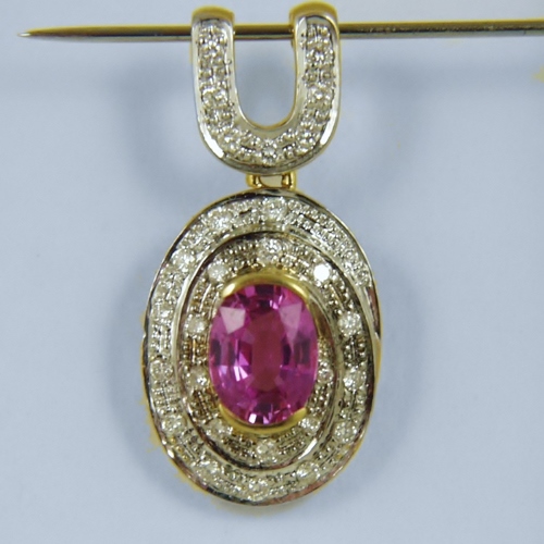 Big Natural Sweet Pink Sapphire 2.50 ct 14kt Gold and Diamond Pendant  Litnon.com
