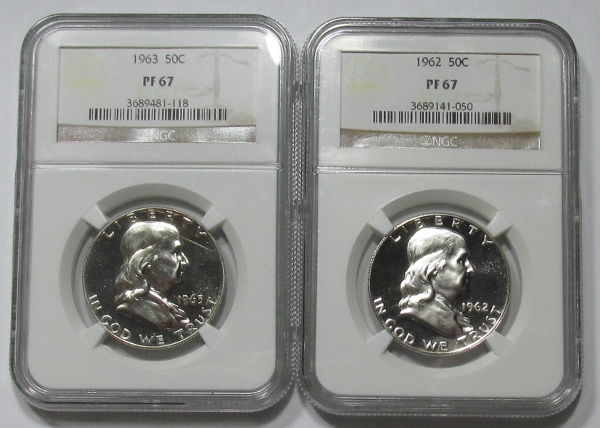  1955 - 1963 Franklin Half Dollar Coin Set PF67 NGC  Litnon.com
