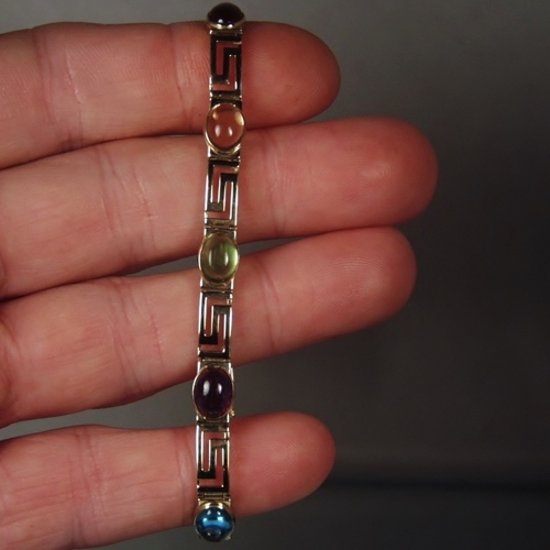  Multi- Color Gemstone Cabochon Bracelet 14kt GLI  Litnon.com