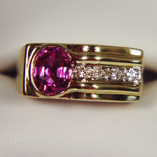 Fine Pink Natural Sapphire 14 kt Gold and Diamond Ring  Litnon.com