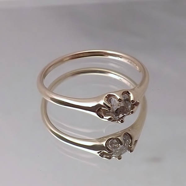 Antique Mine Cut Diamond Ring 0.45ct H I1  Litnon.com