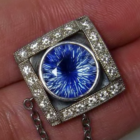 AGL Certified UNHEATED Burmese Sapphire Platinum Diamond Pendant 5.20 ct GL Litnon.com