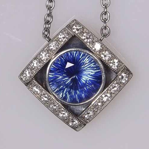 AGL Certified UNHEATED Burmese Sapphire Platinum Diamond Pendant 5.20 ct GL Litnon.com