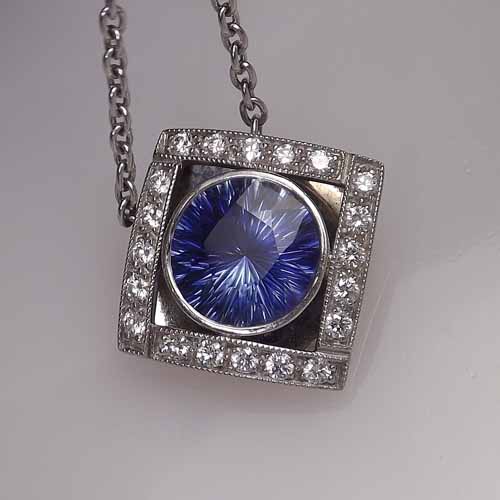 AGL Certified UNHEATED Burmese Sapphire Platinum Diamond Pendant 5.20 ct GL Litnon.com