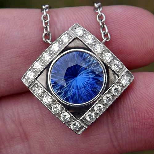 AGL Certified UNHEATED Burmese Sapphire Platinum Diamond Pendant 5.20 ct GL Litnon.com