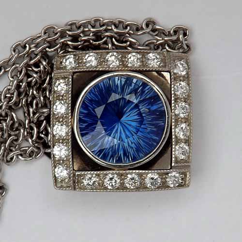 AGL Certified UNHEATED Burmese Sapphire Platinum Diamond Pendant 5.20 ct GL Litnon.com