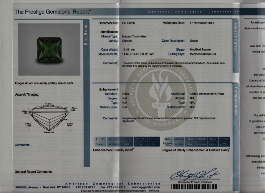 Museum Huge True Chrome Tourmaline 13.44 carats  Litnon.com