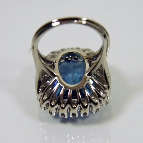 Quality Nice Color 17 ct Aquamarine Diamond Ring 14kt WG  Litnon.com