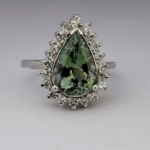 Quality Rare Natural Green Tanzanite Diamond Ring 14kt WG GLI PAID Litnon.com