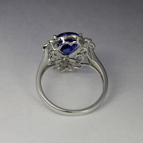 Quality Fine Color Natural Tanzanite Diamond Ring 18kt WG GLI PAID Litnon.com